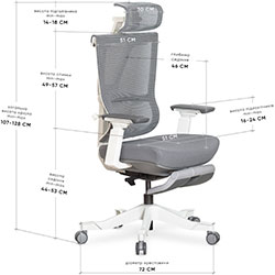 Фото Крісло S6 Air Fabric Grey White (HF-S6 F/ GW)