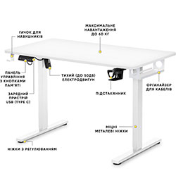 Фото Стіл PowerDesk Lite White (EVO-201 Lite W/W)