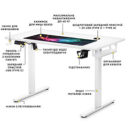 Фото Стіл PowerDesk Energy White (EVO-201 Energy W|/W)