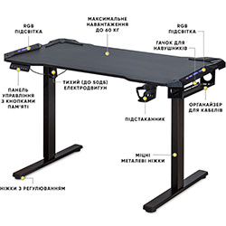 Фото Стіл PowerDesk Carbon RGB (EVO-201 Carbon /B)