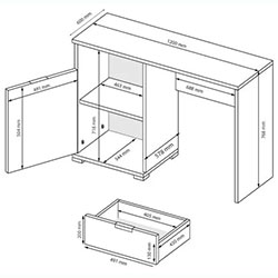 Фото Стіл письмовий 1ДВ 1ШХ Asti / Асті AS-71-WB