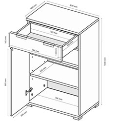 Фото Комод 2Дв 1Шх Asti / Асті AS-62-WB