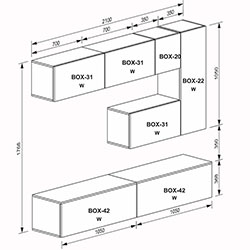Фото Вітальний набір Box / Бокс TV2 BX-TV2-WB/BL