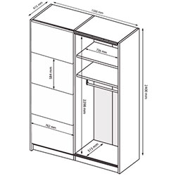 Фото Шафа-купе Barton / Бартон 1,5х2,4м з дзеркалом BT-84-WM