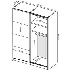 Фото Шафа-купе Lori / Лорі 1,5х2,4м Глянець Кашемір Дзеркало LR-84-GC