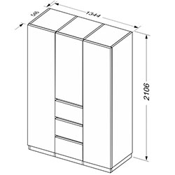 Фото Шафа 3дв 3шх без дзеркал Duo / Дуо DU-13-WM