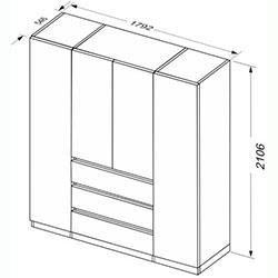 Фото Шафа 4дв 3шх без дзеркал Duo / Дуо DU-14-WM
