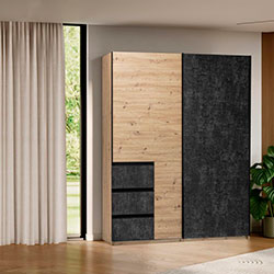 Фото Шафа-купе Vilma / Вільма 1,75м Бетон Темний + Дуб Артізан WL-18-CD
