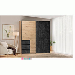 Фото Шафа-купе Vilma / Вільма 1,75м Бетон Темний + Дуб Артізан WL-18-CD