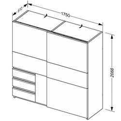 Фото Шафа-купе Vilma / Вільма 1,75м Бетон Темний + Дуб Артізан WL-18-CD