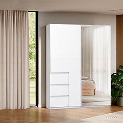 Фото Шафа-купе Vilma / Вільма 1,75м Білий + Дзеркало WL-17-WB