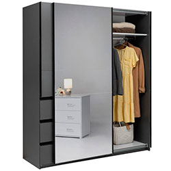 Фото Шафа-купе Vilma / Вільма 1,75м Графіт + Дзеркало WL-17-GT