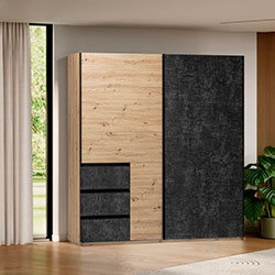 Фото Шафа-купе Vilma / Вільма 2,15м Бетон Темний + Дуб Артізан WL-22-CD