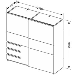 Фото Шафа-купе Vilma / Вільма 2,15м Бетон Темний + Дуб Артізан WL-22-CD
