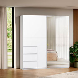 Фото Шафа-купе Vilma / Вільма 2,15м Білий + Дзеркало WL-21-WB