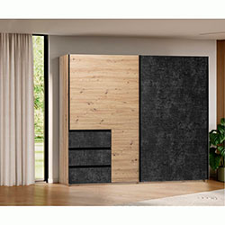 Шафа-купе Vilma / Вільма 2,5м Бетон Темний + Дуб Артізан WL-26-CD