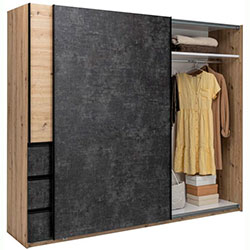 Фото Шафа-купе Vilma / Вільма 2,5м Бетон Темний + Дуб Артізан WL-26-CD
