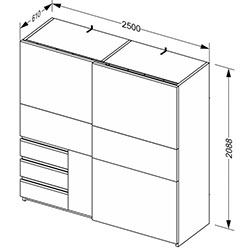 Фото Шафа-купе Vilma / Вільма 2,5м Бетон Темний + Дуб Артізан WL-26-CD