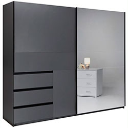 Шафа-купе Vilma / Вільма 2,5м Графіт + Дзеркало WL-25-GT