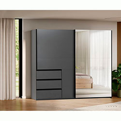 Фото Шафа-купе Vilma / Вільма 2,5м Графіт + Дзеркало WL-25-GT