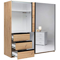 Фото Шафа-купе Teddy / Тедді 2,15х2,1м Дуб Артізан + Дзеркало TD-26-OA