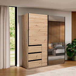 Фото Шафа-купе Teddy / Тедді 2,15х2,1м Дуб Артізан + Дзеркало TD-26-OA