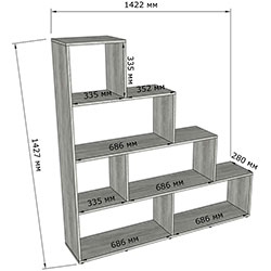 Фото Стелаж драбинка GT57 на 6 комірок Прямокутний