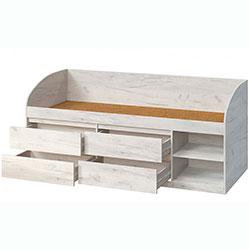 Фото Ліжко-комод Брайт 4 шухляди 80х200 Дуб Крафт Білий