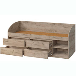 Фото Ліжко-комод Брайт 4 шухляди 80х200 Дуб Крафт Сірий