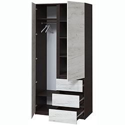 Фото Шафа Брайт 1000х520х2000 Венге + Дуб Крафт Білий