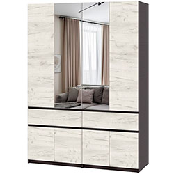 Фото Шафа Брайт 1600х520х2000 (800+800) Венге + Дуб Крафт Білий