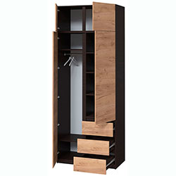 Фото Шафа Брайт 1000х520х2400 Венге + Дуб Крафт Золотий