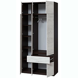 Фото Шафа Брайт 1221х520х2400 Венге + Дуб Крафт Білий