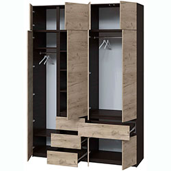 Фото Шафа Брайт 1800х520х2400 Венге + Дуб Крафт Сірий