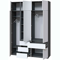 Фото Шафа Брайт 1800х520х2400 Антрацит + Білий