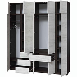 Фото Шафа Брайт 2221х520х2400 Венге + Дуб Крафт Білий