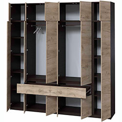 Фото Шафа Брайт 2442х520х2400 Венге + Дуб Крафт Сірий