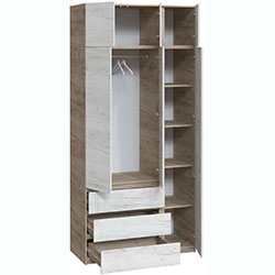 Фото Шафа Брайт 1200х520х2000 Дуб Крафт Сірий + Дуб Крафт Білий