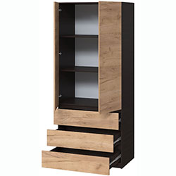 Фото Шафа Брайт 900х520х2000 з полицями Венге + Дуб Крафт Золотий