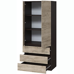 Фото Шафа Брайт 900х520х2000 з полицями Венге + Дуб Крафт Сірий
