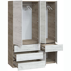 Фото Шафа Брайт 1500х520х2000 Дуб Крафт Сірий + Дуб Крафт Білий