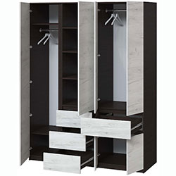 Фото Шафа Брайт 1600х520х2000 (1000+600) Венге + Дуб Крафт Білий