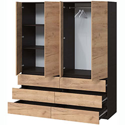 Фото Шафа Брайт 1800х520х2000 (900+900) з полицями Венге + Дуб Крафт Золотий