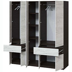 Фото Шафа Брайт 1821х520х2000 Венге + Дуб Крафт Білий