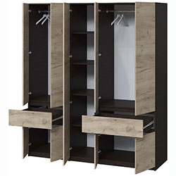 Фото Шафа Брайт 1821х520х2000 Венге + Дуб Крафт Сірий