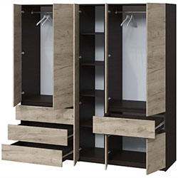 Фото Шафа Брайт 2121х520х2000 Венге + Дуб Крафт Сірий