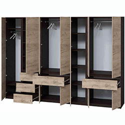 Фото Шафа Брайт 3021х520х2000 Венге + Дуб Крафт Сірий