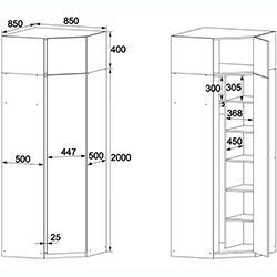 Фото Шафа кутова Брайт 850х850х2400 Дуб Сонома