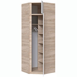 Фото Шафа кутова Брайт 850х850х2400 Дуб Сонома + Білий