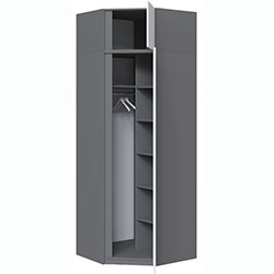 Фото Шафа кутова Брайт 850х850х2400 Антрацит + Білий